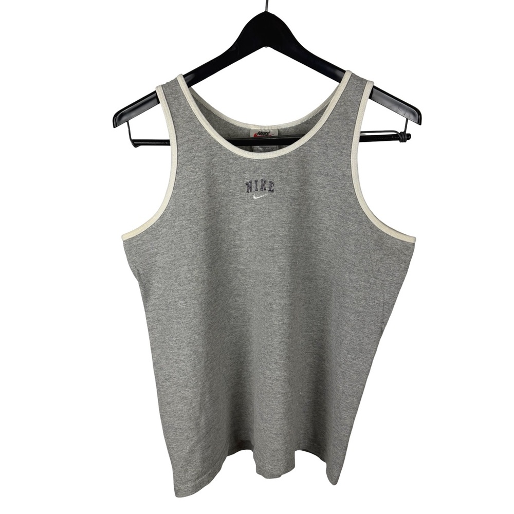 Vintage 90s Women’s Nike Swoosh Embroidered Grey Tank Top Shirt Size M